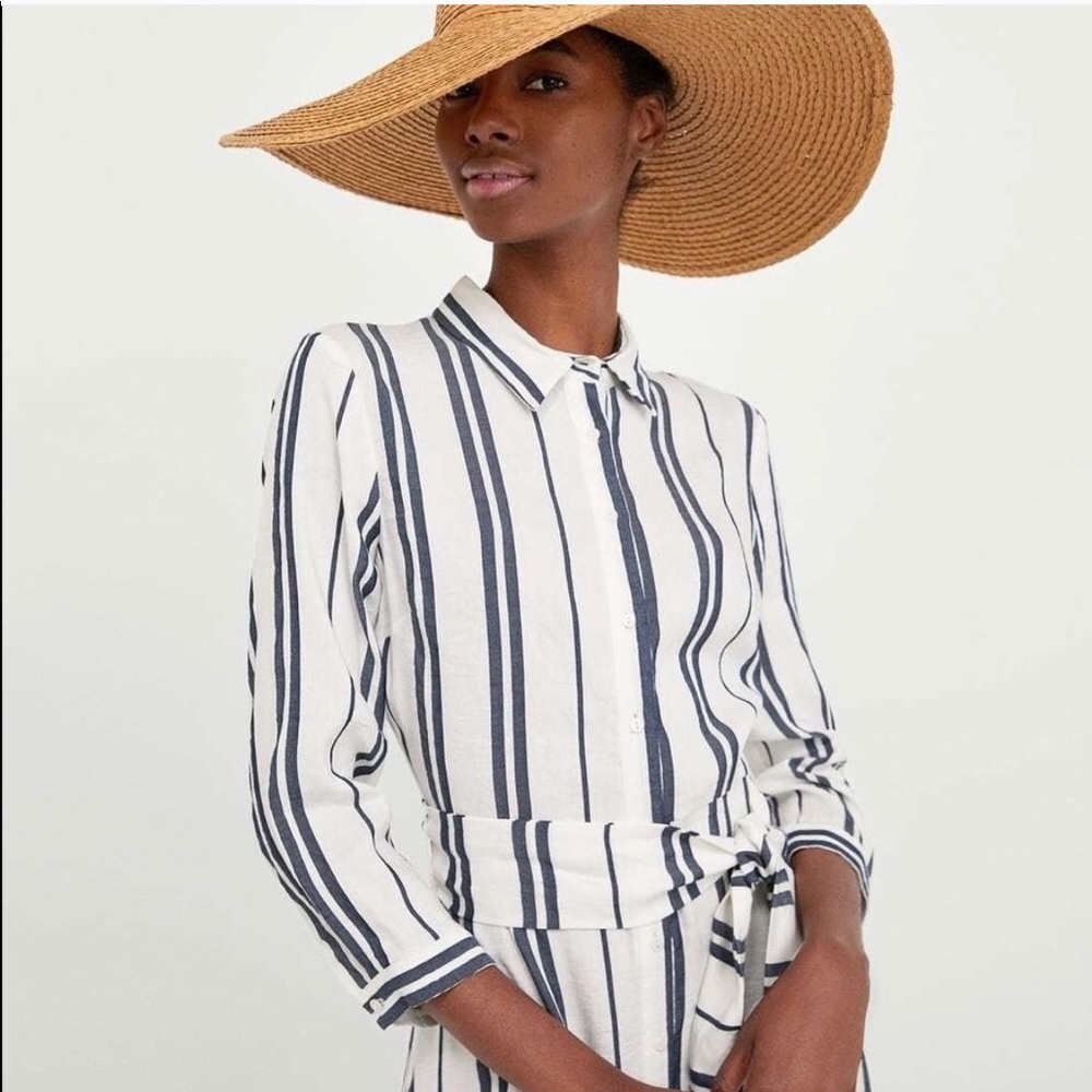 NWT Zara Linen Striped Dress